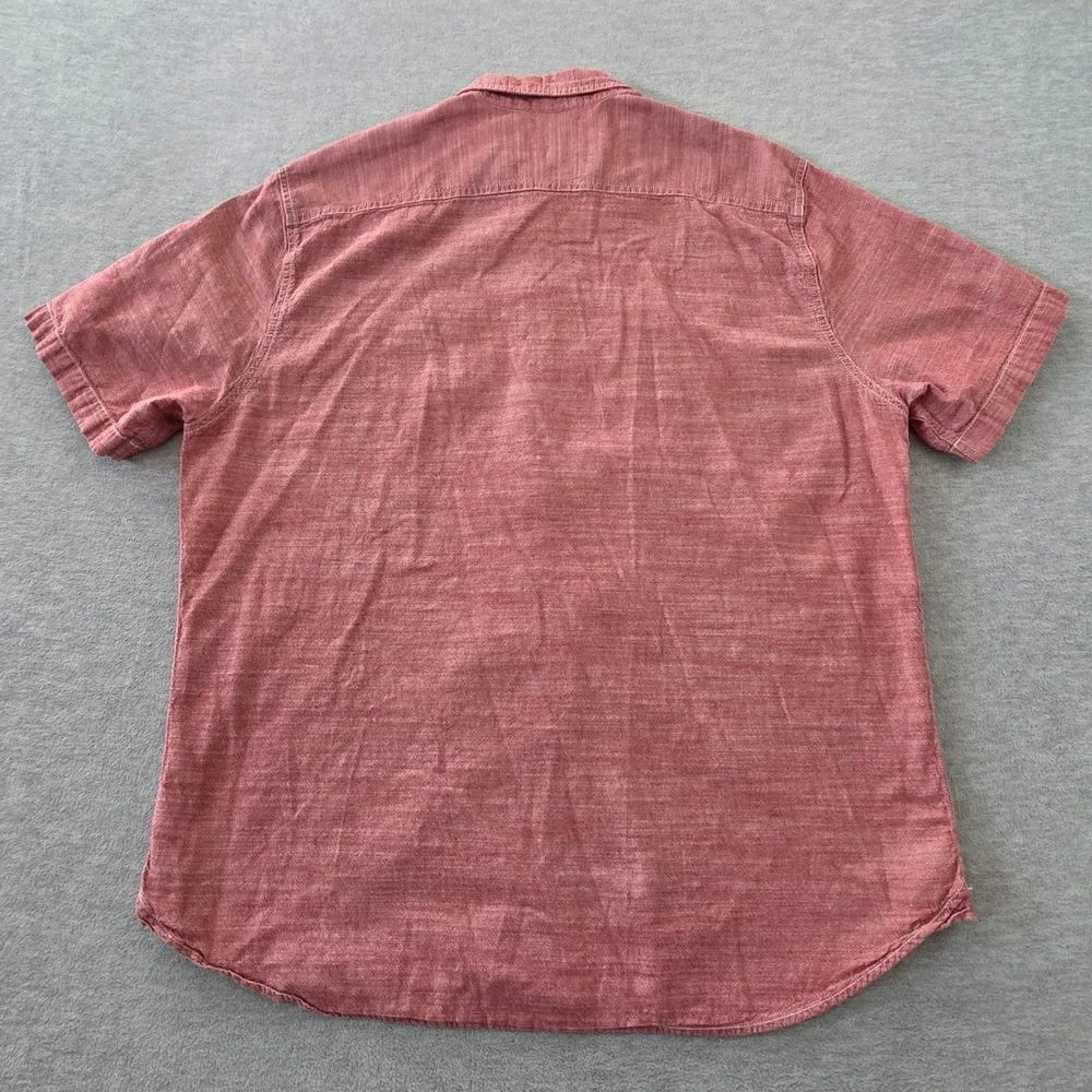 Woolrich Mens XL Red Heathered Cotton Short Sleeve Button Down Work Shirt - Picture 6 of 8